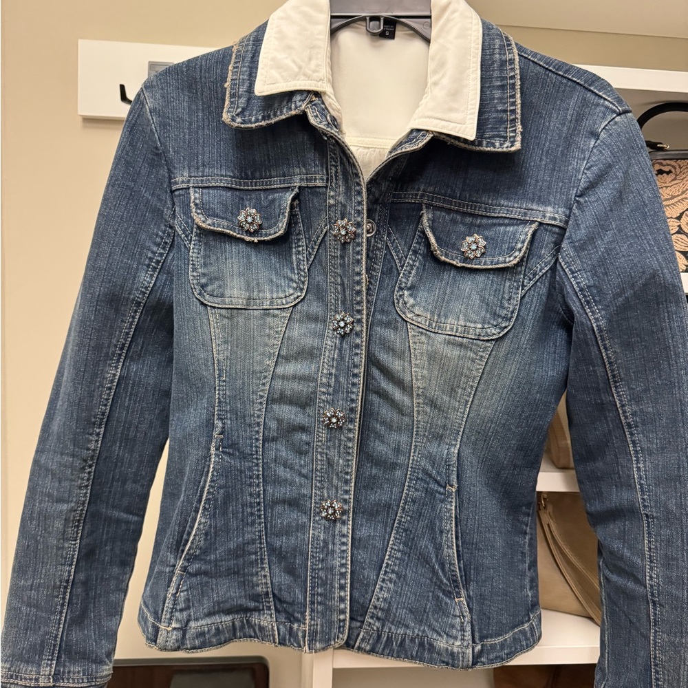 Live a Little Denim Jacket with jeweled buttons